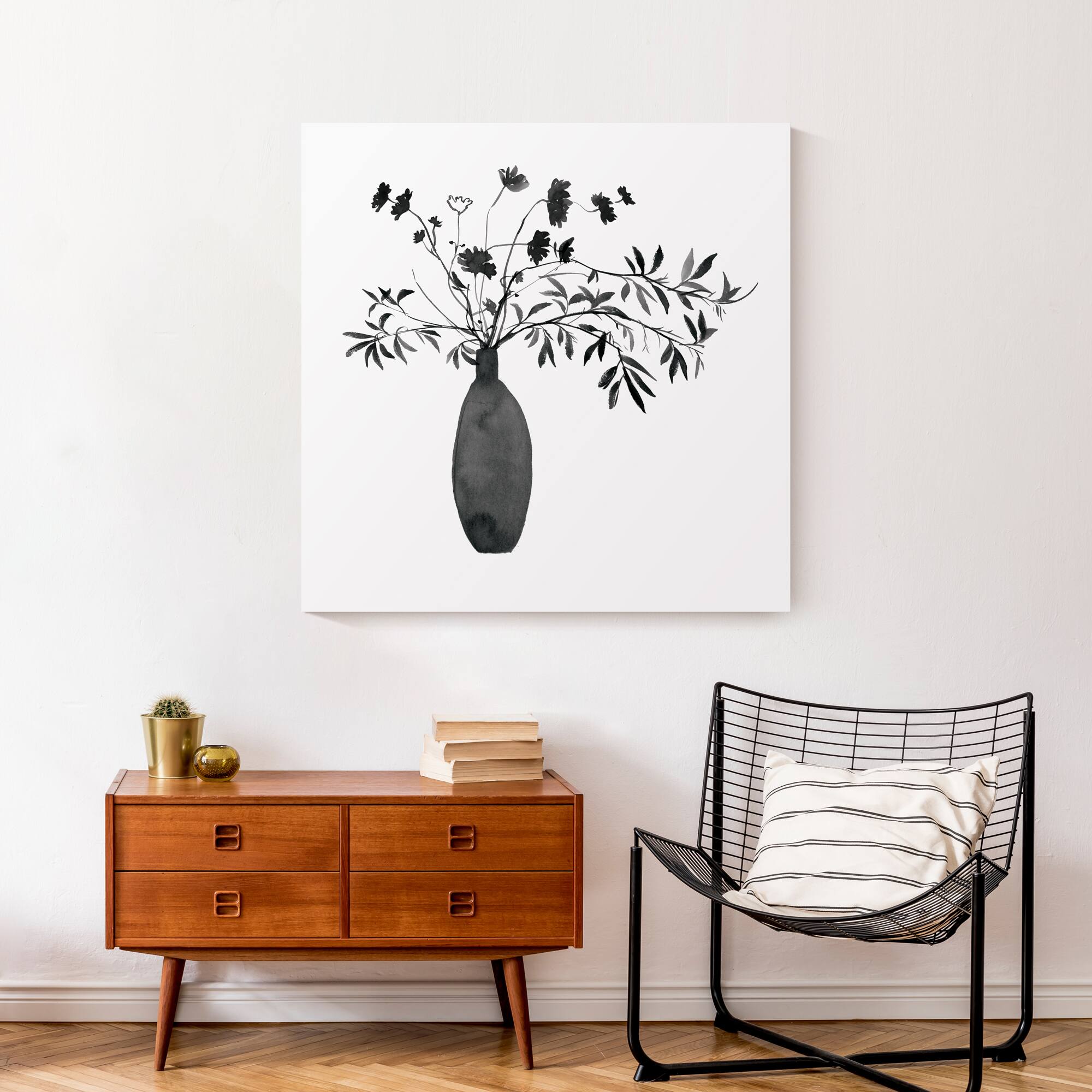 Monochromatic Floral II 30" x 30" Canvas Wall Art